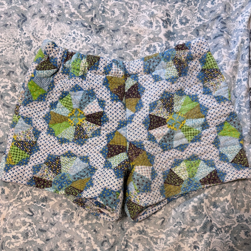Handmade one-of-a-kind quilt shorts, size small /medium
